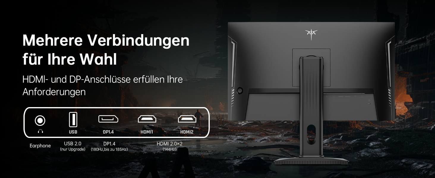 KTC 24-Zoll-Gaming-Monitor in Schwarz mit QHD-Display auf höhenverstellbarem Pivot-Standfuss – Detail 7