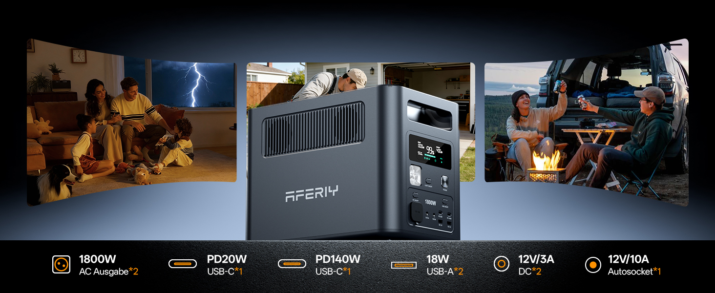 AFERIY P180 Powerstation mit 1024 Wattstunden LiFePO4-Akku und 1800 Watt Dauerleistung – Detail 15