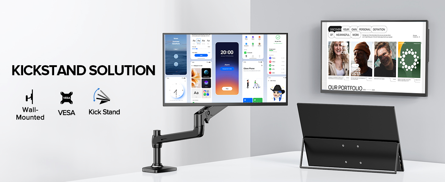 EVICIV tragbarer QLED-Monitor mit 21,5 Zoll Bildschirm und ausgeklapptem Ständer – Detail 17