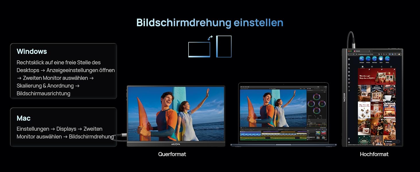 ARZOPA Z1FC tragbarer Monitor mit 16,1 Zoll Display und ausgeklapptem Standfuss – Detail 19