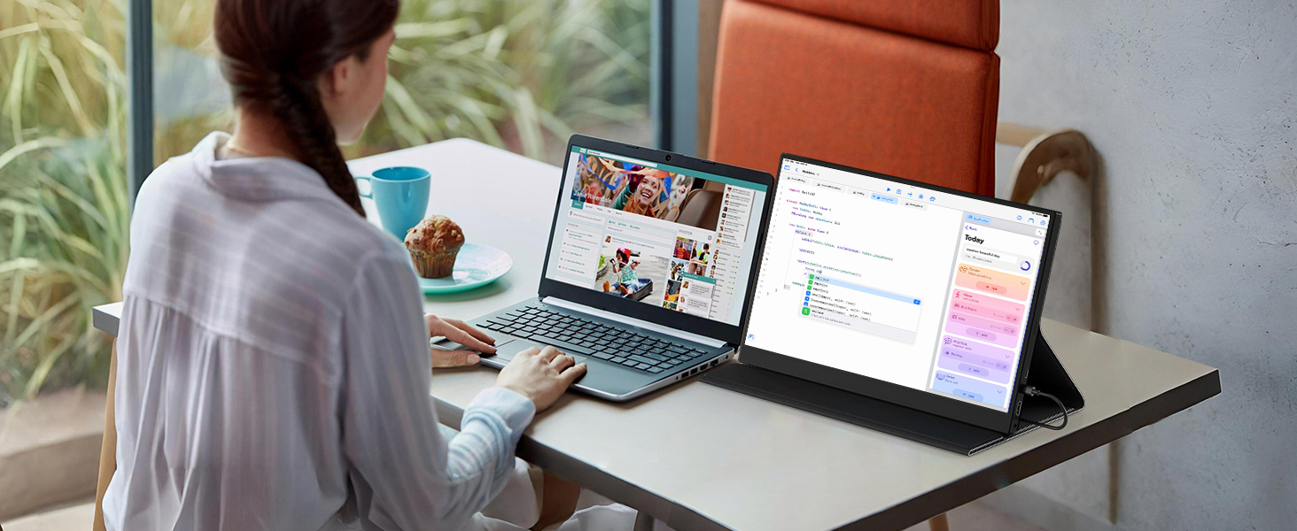 HONGO tragbarer 4K-Monitor mit 17,3 Zoll Display und magnetischer Schutzhülle als Aufsteller – Detail 19