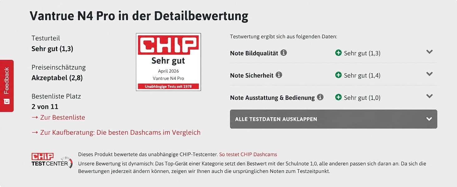 VANTRUE N4 Pro Dashcam 4K mit drei Kanälen – Detail 9