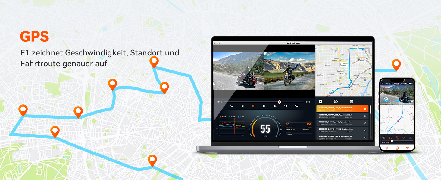 VANTRUE F1 Motorrad-Dashcam 4K wasserdicht – Detail 9