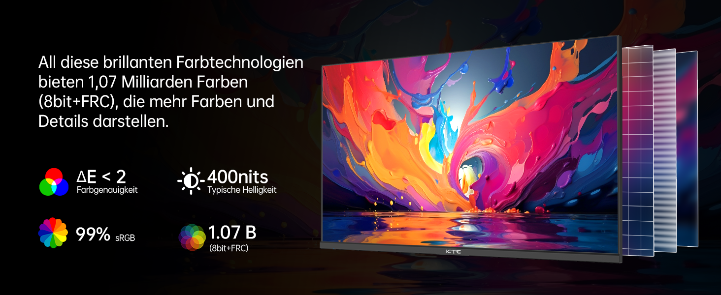 KTC 24-Zoll-Gaming-Monitor in Schwarz mit QHD-Display auf höhenverstellbarem Pivot-Standfuss – Detail 8