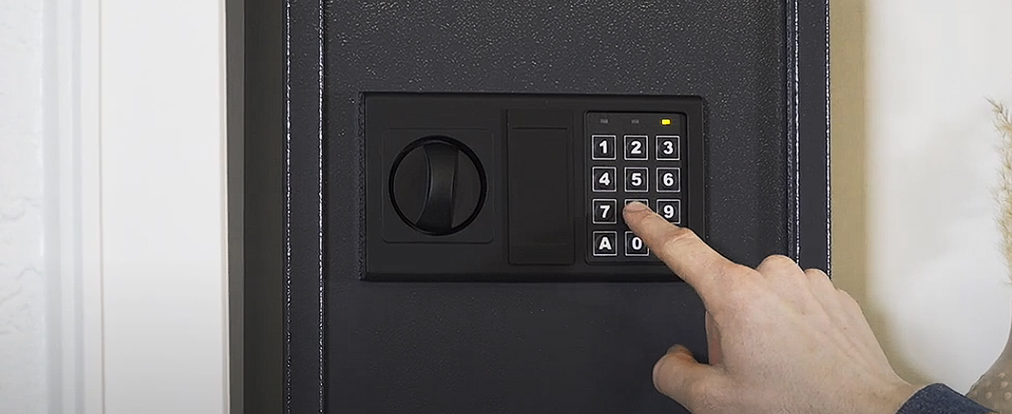 Schwarzer HMF Schlüsseltresor 2100-02 mit elektronischem Zahlenschloss und Hakenleisten für 100 Schlüssel. – Detail 6