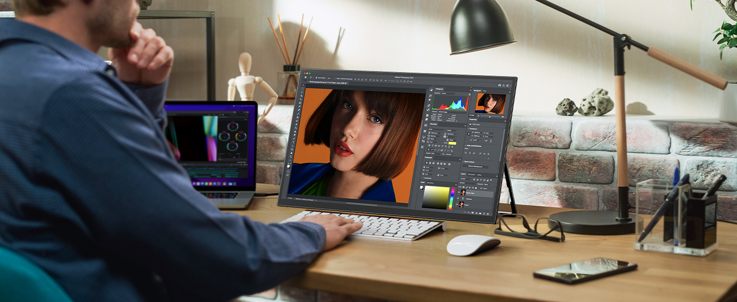 EVICIV tragbarer Monitor mit 18,5 Zoll Full-HD-Display, ausgeklapptem Ständer und gepolsterter Transporthülle – Detail 18