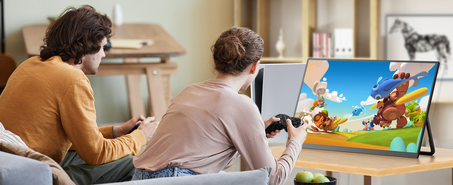 EVICIV tragbarer QLED-Monitor mit 21,5 Zoll Bildschirm und ausgeklapptem Ständer – Detail 18