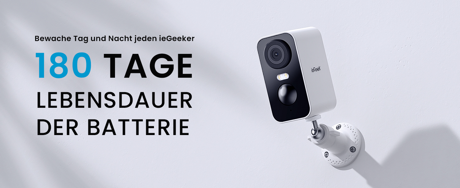 ieGeek S2 Akku-Überwachungskamera in Weiss mit Ständer, Objektiv und Weisslicht – Detail 20