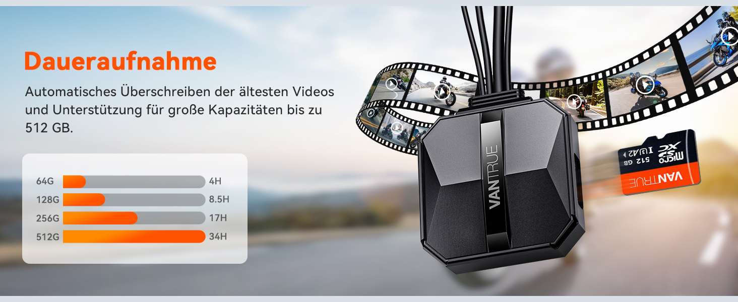VANTRUE F1 Motorrad-Dashcam 4K wasserdicht – Detail 10