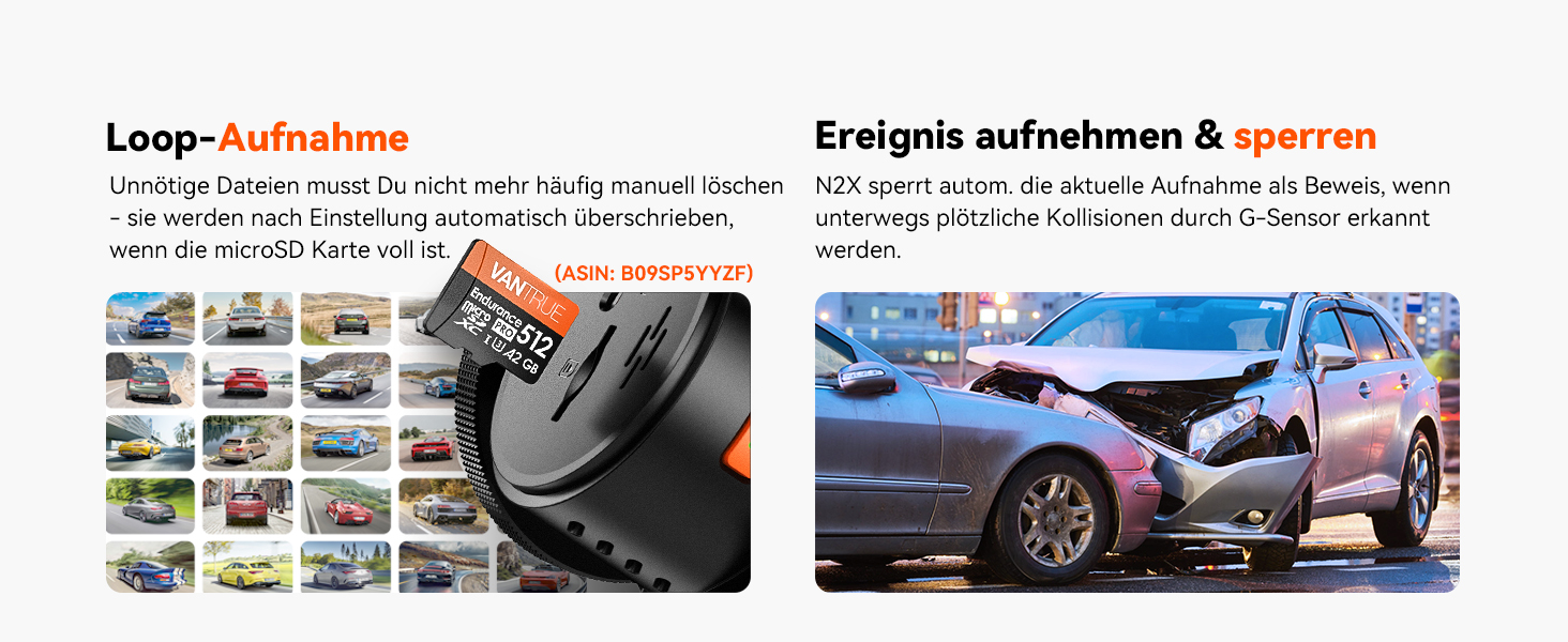 VANTRUE N2X Dashcam vorne und Innenraum mit Infrarot – Detail 11