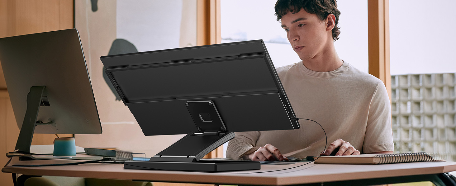 EVICIV tragbarer QLED-Monitor mit 21,5 Zoll Bildschirm und ausgeklapptem Ständer – Detail 19