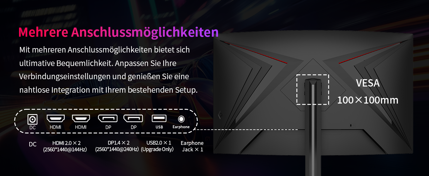KTC 32-Zoll-Curved-Monitor in Schwarz mit gekrümmtem Display auf dem Standfuss, Frontansicht. – Detail 9
