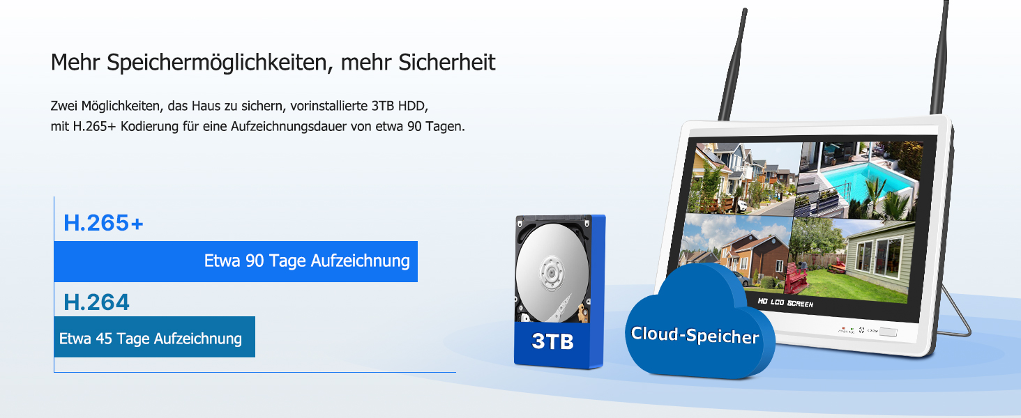Hiseeu WLAN-Überwachungsset mit vier 5-MP-Kameras und Rekorder mit 12-Zoll-Bildschirm – Detail 11