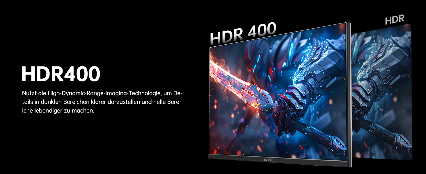 KTC 24-Zoll-Gaming-Monitor in Schwarz mit QHD-Display auf höhenverstellbarem Pivot-Standfuss – Detail 9