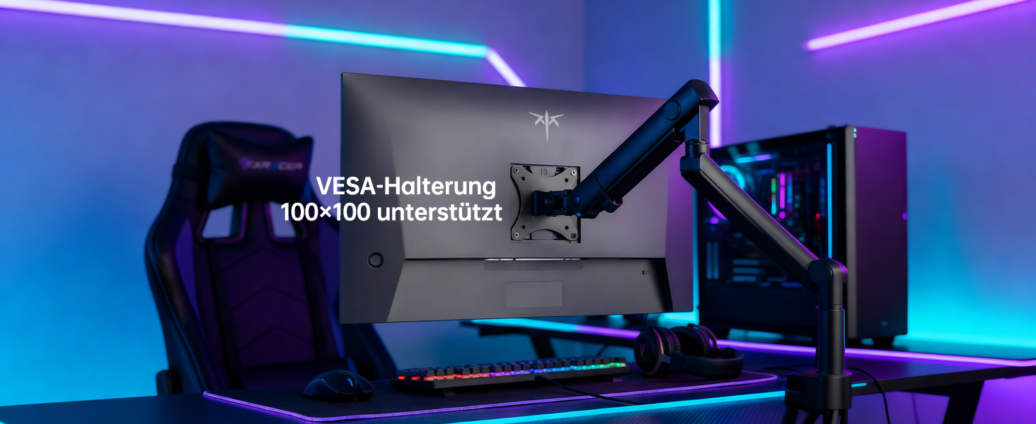 KTC H27T7P 27-Zoll-Gaming-Monitor in Schwarz mit schmalrandigem QHD-Display auf Standfuss – Detail 10