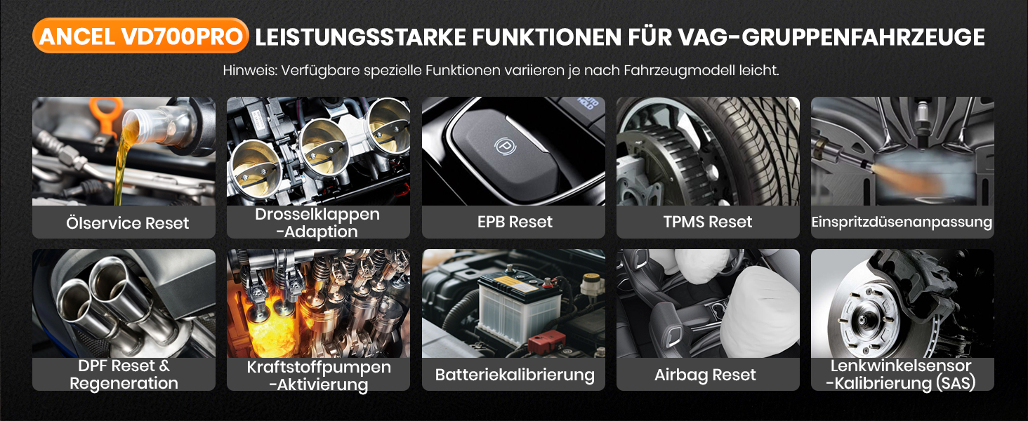 ANCEL VD700Pro Diagnosegerät mit Anzeige und OBD2-Stecker – Detail 9