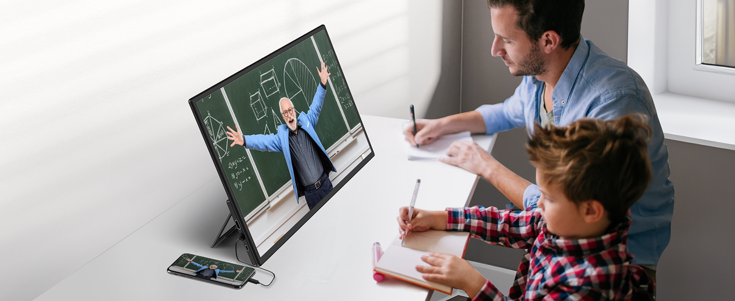 EVICIV tragbarer QLED-Monitor mit 21,5 Zoll Bildschirm und ausgeklapptem Ständer – Detail 20