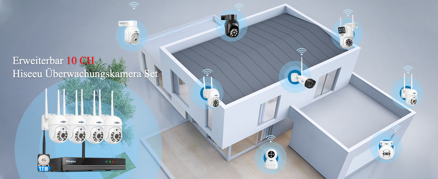 Hiseeu 5MP WLAN-Überwachungsset mit PTZ-Kameras und NVR – Detail 12