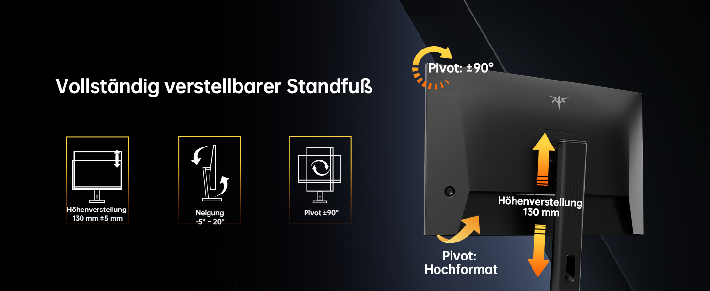 KTC H27T7P 27-Zoll-Gaming-Monitor in Schwarz mit schmalrandigem QHD-Display auf Standfuss – Detail 11
