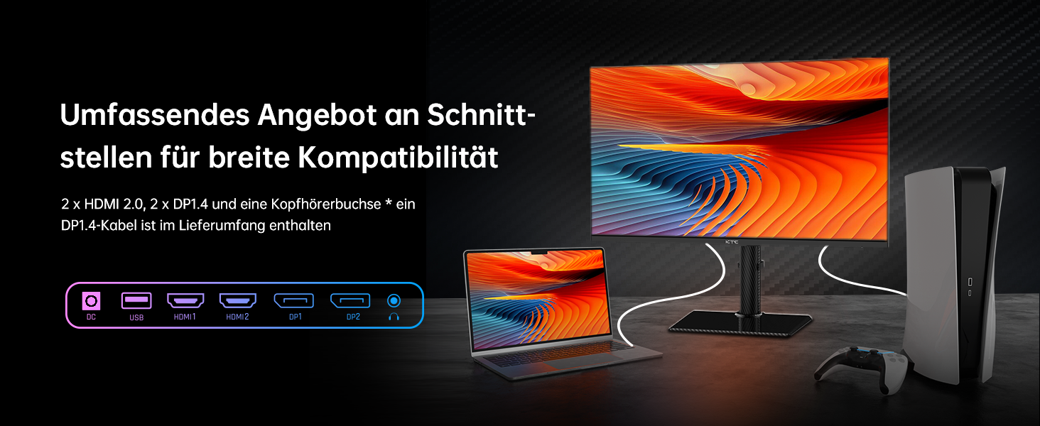 KTC U27T6 27-Zoll-4K-Monitor mit schmalem Rahmen auf Standfuss, Rückseite in Kohlefaseroptik – Detail 12