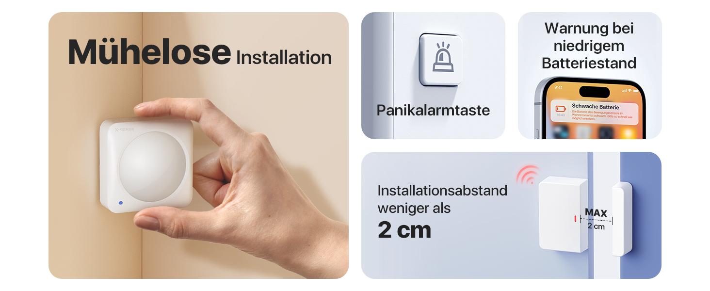 X-Sense AS12 Alarmanlage-Set mit Basisstation, Bedienfeld, Sensoren und Bewegungsmeldern – Detail 15