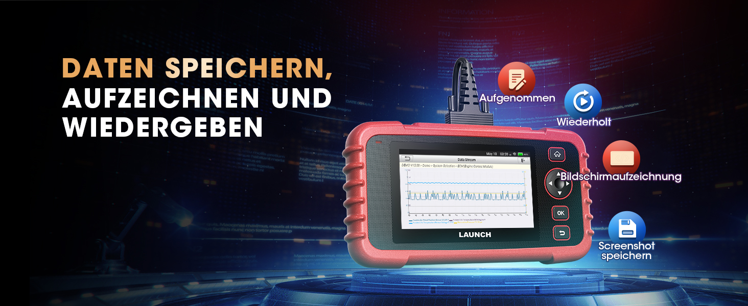 LAUNCH CRP129X V3.0 OBD2-Diagnosegerät mit 5-Zoll-Touchscreen und OBD-Anschlusskabel – Detail 24
