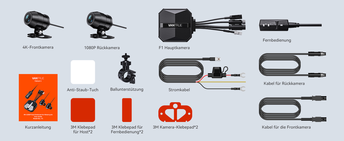 VANTRUE F1 Motorrad-Dashcam 4K wasserdicht – Detail 19