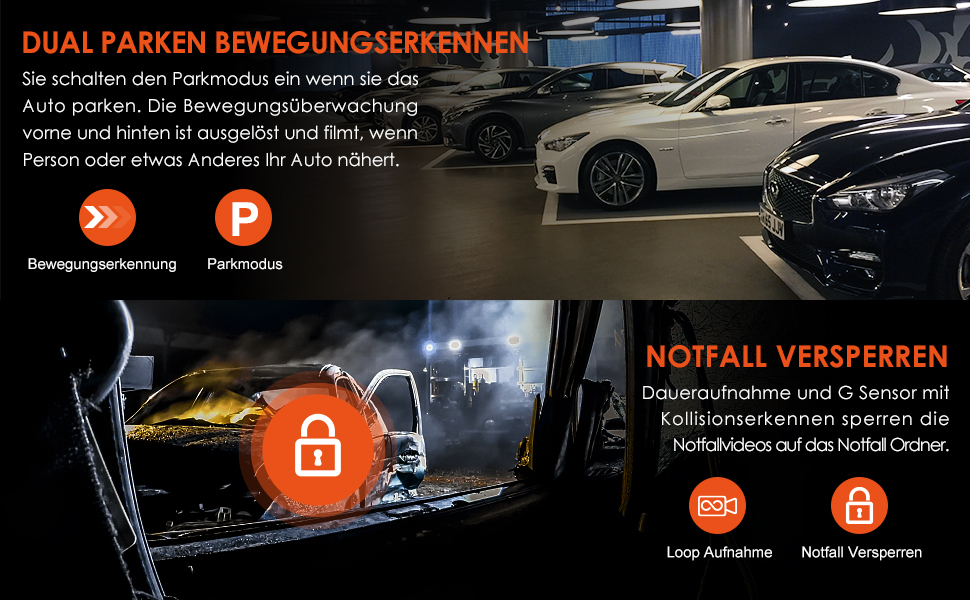 dual Parküberwachung dashcam vorne hinten