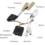 4G-Kameramodul Aufbau: 4G-Antennen, SIM-Slot, HD-Objektiv, TF-Kartenslot, Mikrofon