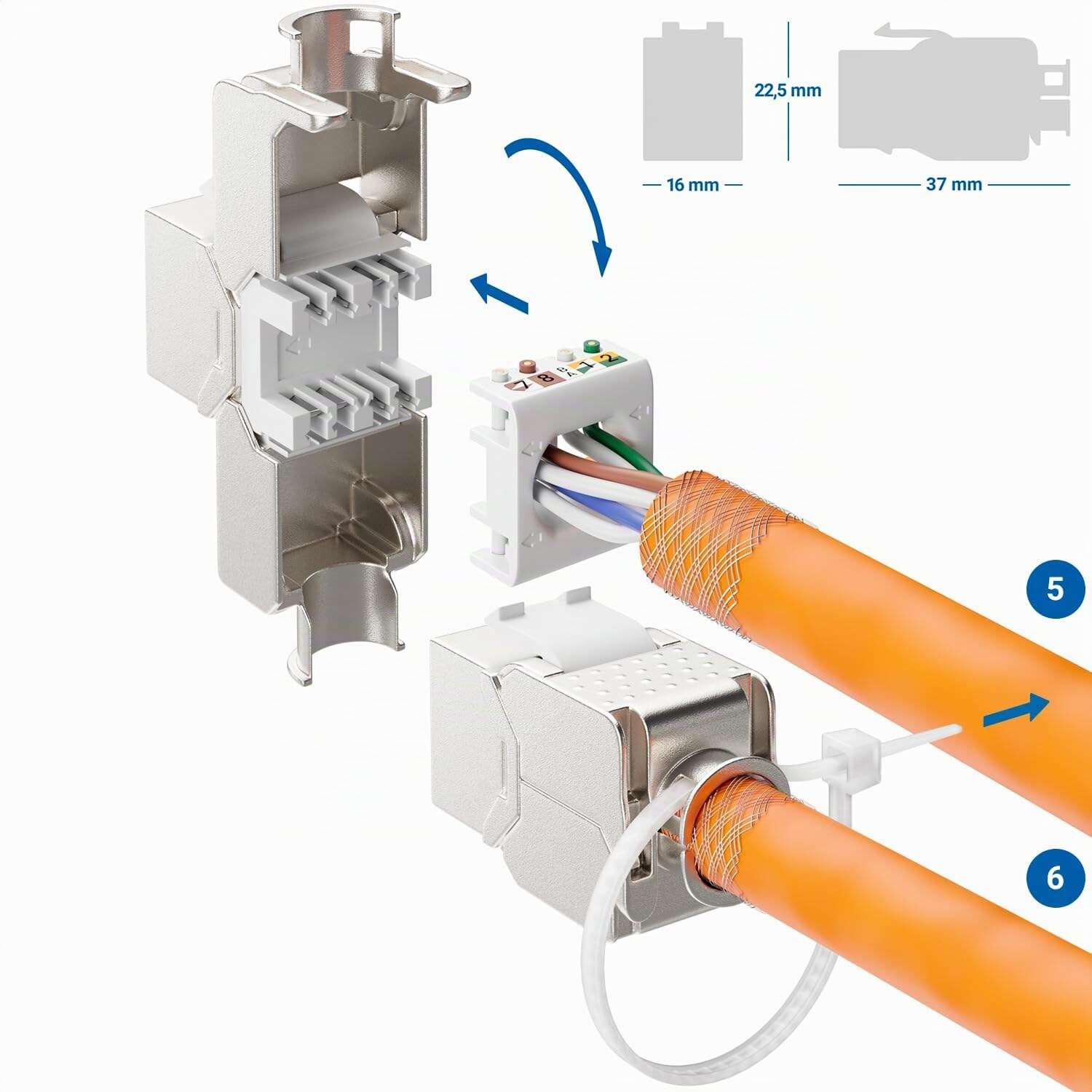 Montageanleitung Schritt 5 und 6 mit Massangaben des Keystone Moduls