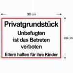 Masszeichnung Warnschild Privatgrundstueck 30 x 20 Zentimeter