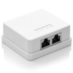 Einzelne Netzwerkdose Aufputz mit zwei RJ45 Buchsen
