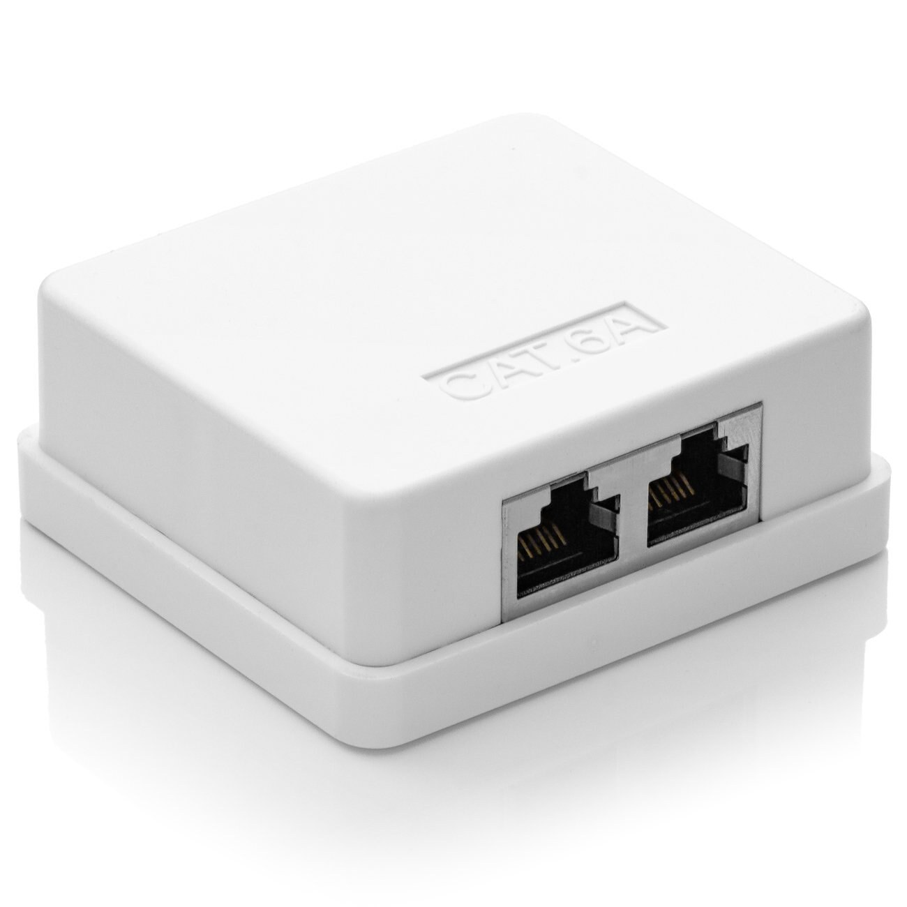 Einzelne Netzwerkdose Aufputz mit zwei RJ45 Buchsen