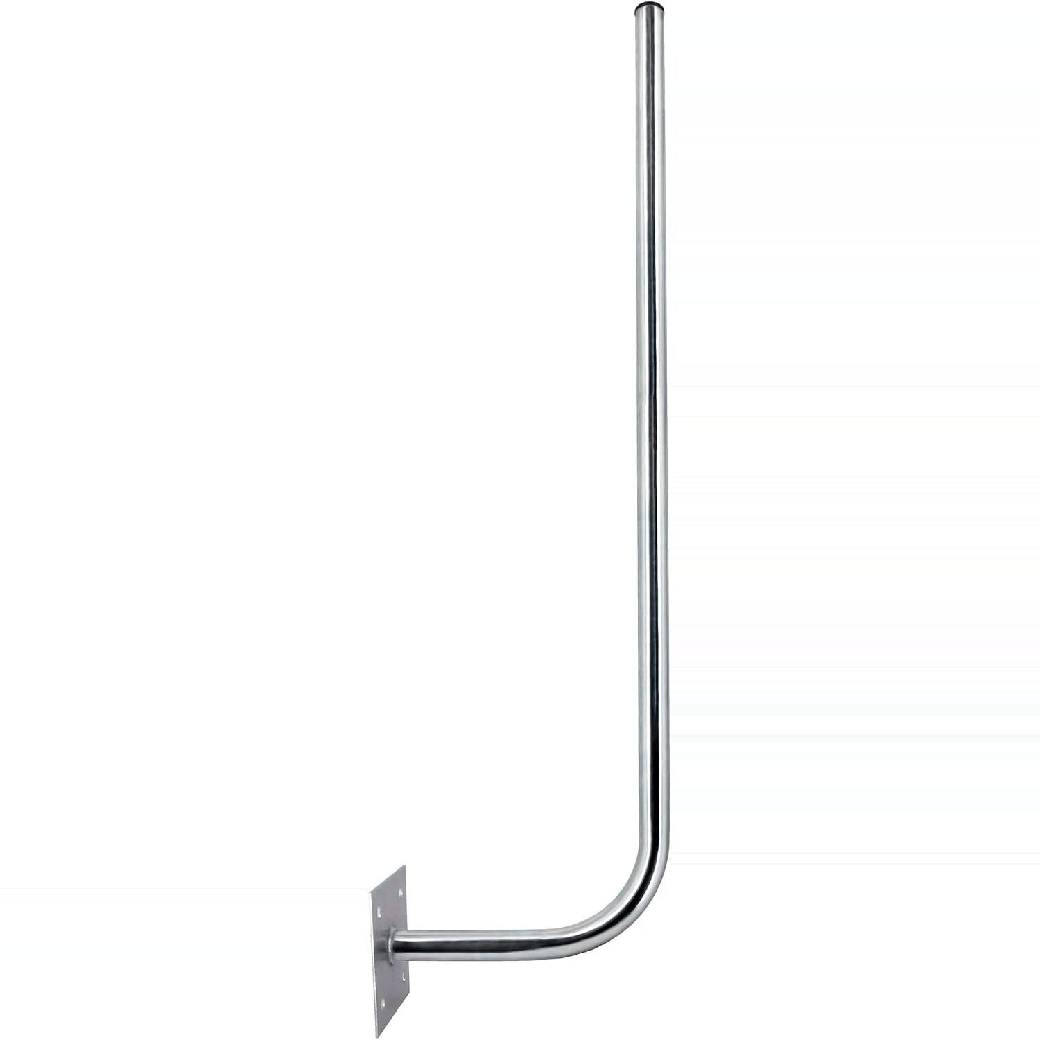 Wandhalter mit Mast aus verzinktem Stahl L-foermiger Wandhalter aus verzinktem Stahl mit langem senkrechtem Mast und Befestigungsplatte