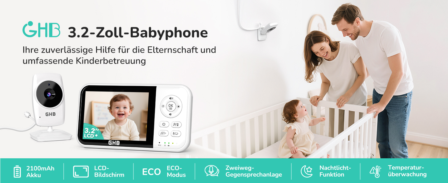 GHB Babyphone 3,2 Zoll – alle Funktionen im Überblick