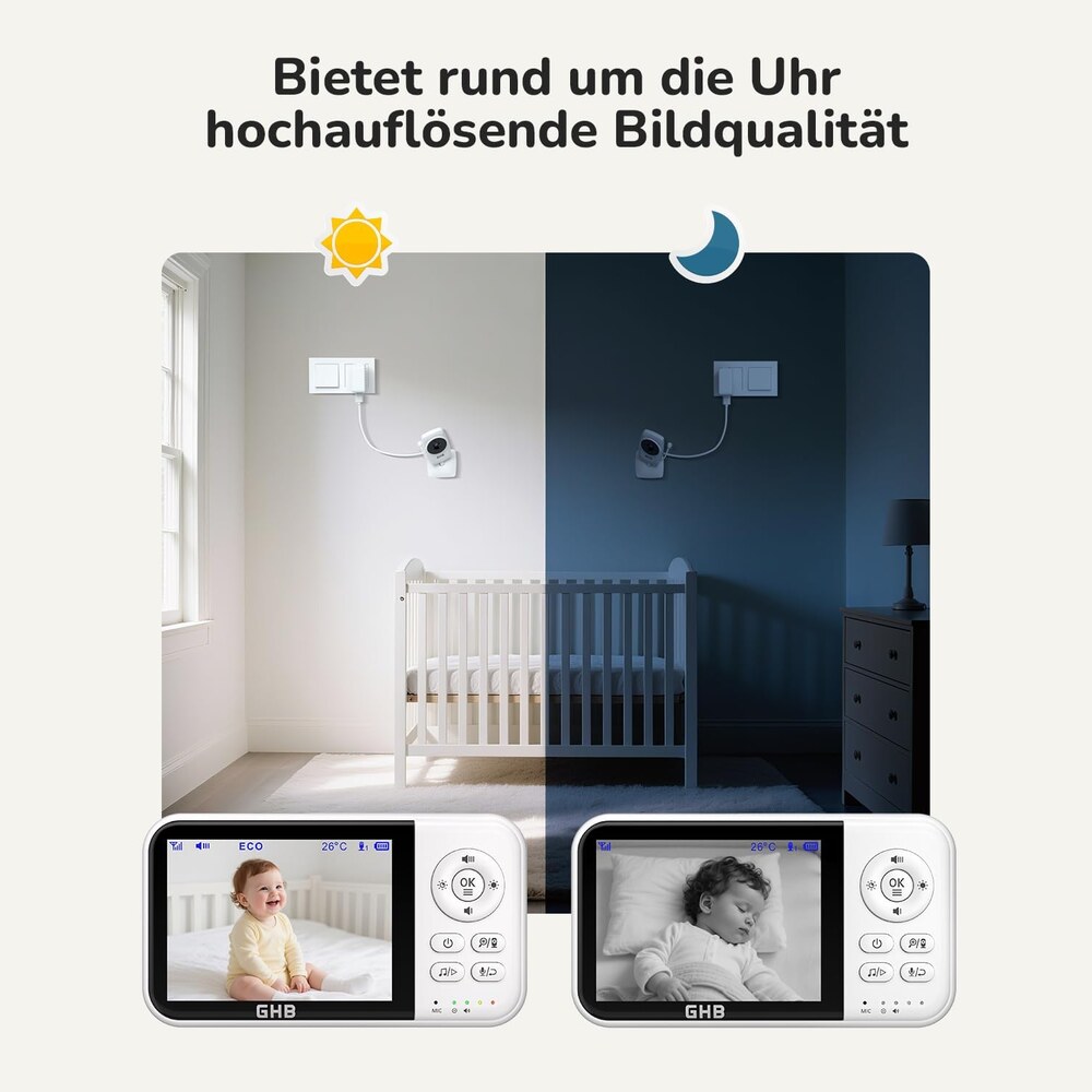 GHB Babyphone – Bildqualität bei Tag und Infrarot-Nachtsicht bei Nacht
