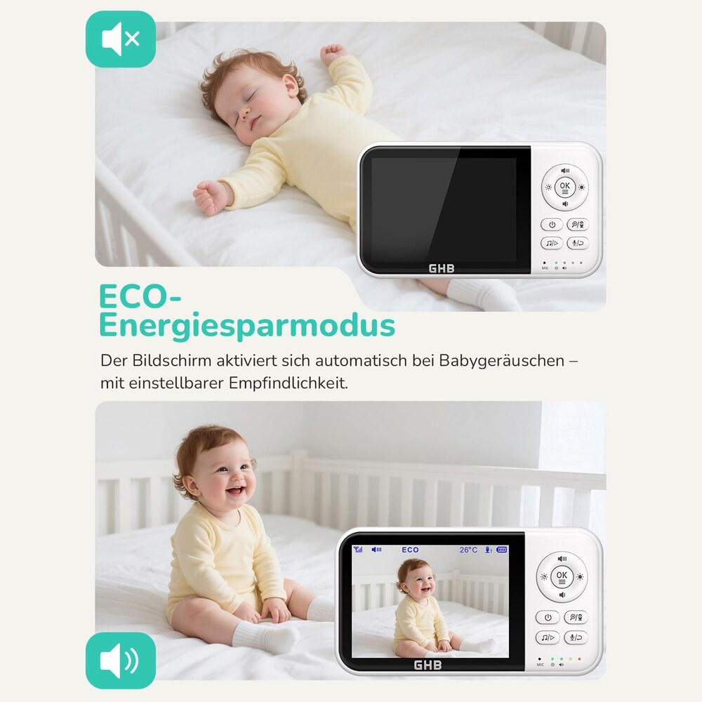 GHB Babyphone – ECO-Energiesparmodus mit Geräuschaktivierung