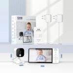 Lieferumfang GHB Babyphone: Kamera, 5-Zoll-Monitor, zwei Netzteile und Anleitung
