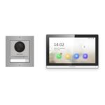 Hikvision PoE Video-Türsprechanlage Einfamilienhaus – Komplett-Set Edelstahl, DS-KH6350-WTE1, Aufputz – Türstation und Innenstation
