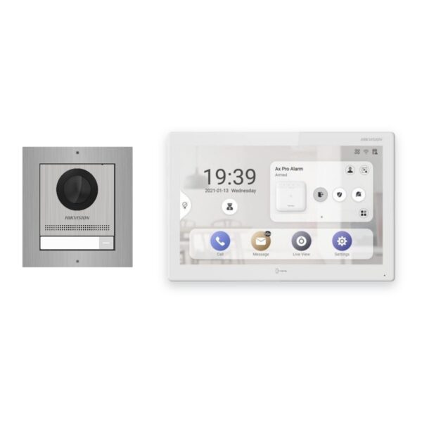 Hikvision PoE Video-Türsprechanlage Einfamilienhaus – Komplett-Set Edelstahl, DS-KH9510-WTE1(B), Aufputz