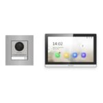 Hikvision PoE Video-Türsprechanlage Einfamilienhaus – Komplett-Set Edelstahl, DS-KH6350-WTE1, Unterputz – Türstation und Innenstation