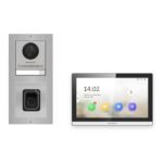 Hikvision PoE Video-Türsprechanlage Einfamilienhaus – Komplett-Set mit Fingerprint, DS-KH6350-WTE1, Aufputz – Türstation und Innenstation