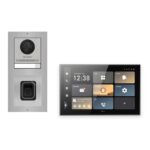 Hikvision PoE Video-Türsprechanlage Einfamilienhaus – Komplett-Set mit Fingerprint, DS-KH9570-WTE1/S, Aufputz – Türstation und Innenstation