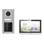 Hikvision PoE Video-Türsprechanlage Einfamilienhaus – Komplett-Set mit Kartenleser, DS-KH6350-WTE1, Aufputz – Türstation und Innenstation