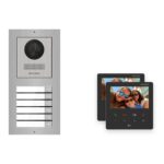 Hikvision PoE Video-Türsprechanlage 2-Familienhaus – Komplett-Set Edelstahl, DS-KH6110-WE1, Aufputz – Türstation und Innenstation