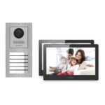 Hikvision PoE Video-Türsprechanlage 2-Familienhaus – Komplett-Set Edelstahl, DS-KH8520-WTE1, Aufputz – Türstation und Innenstation