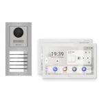 Hikvision PoE Video-Türsprechanlage 2-Familienhaus – Komplett-Set Edelstahl, DS-KH9510-WTE1(B), Aufputz – Türstation und Innenstation