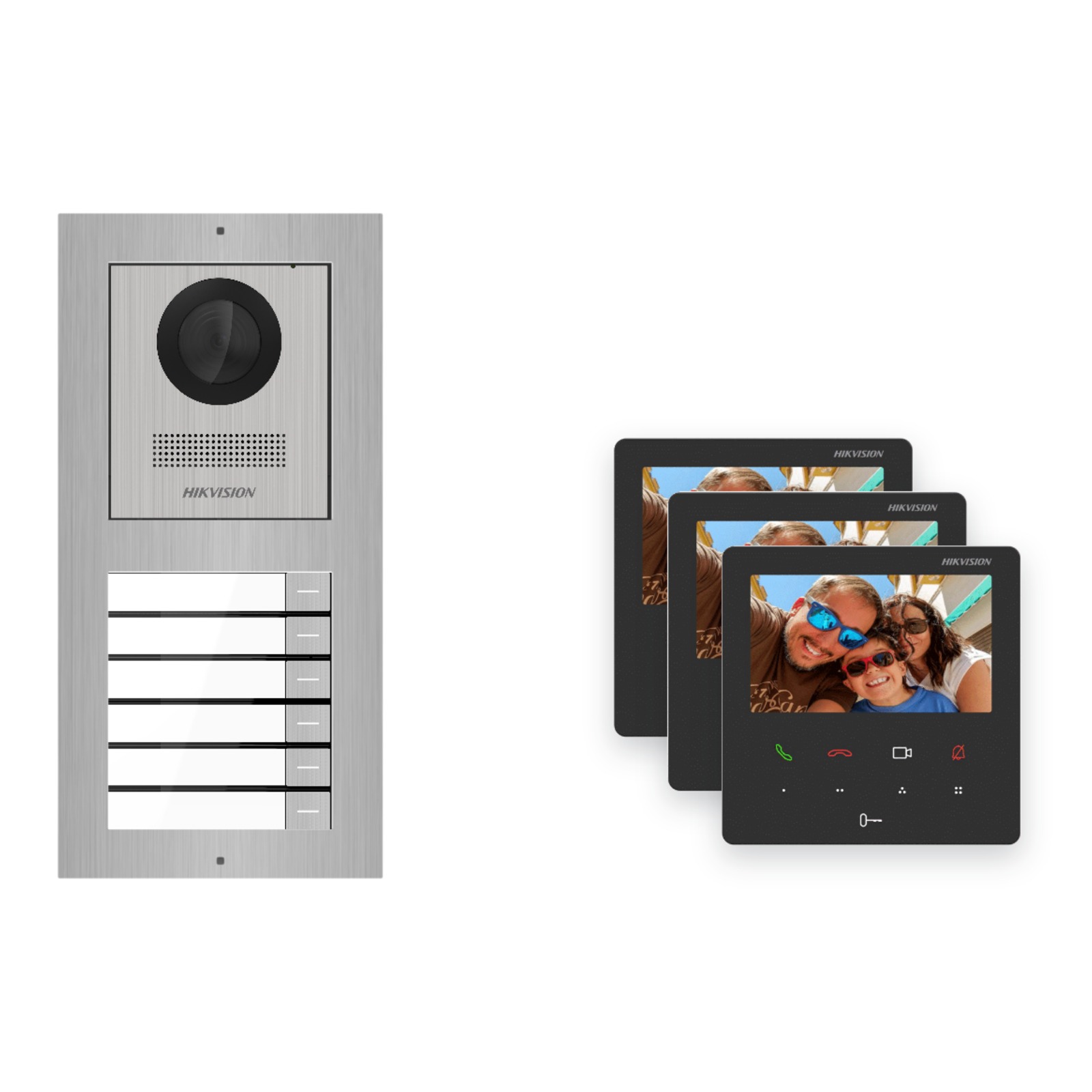 Hikvision PoE Video-Türsprechanlage 3-Familienhaus – Komplett-Set Edelstahl, DS-KH6110-WE1, Aufputz Hikvision PoE Video-Türsprechanlage 3-Familienhaus – Komplett-Set Edelstahl, DS-KH6110-WE1, Aufputz – Türstation und Innenstation