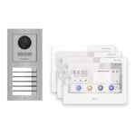 Hikvision PoE Video-Türsprechanlage 3-Familienhaus – Komplett-Set Edelstahl, DS-KH9310-WTE1(B), Aufputz – Türstation und Innenstation