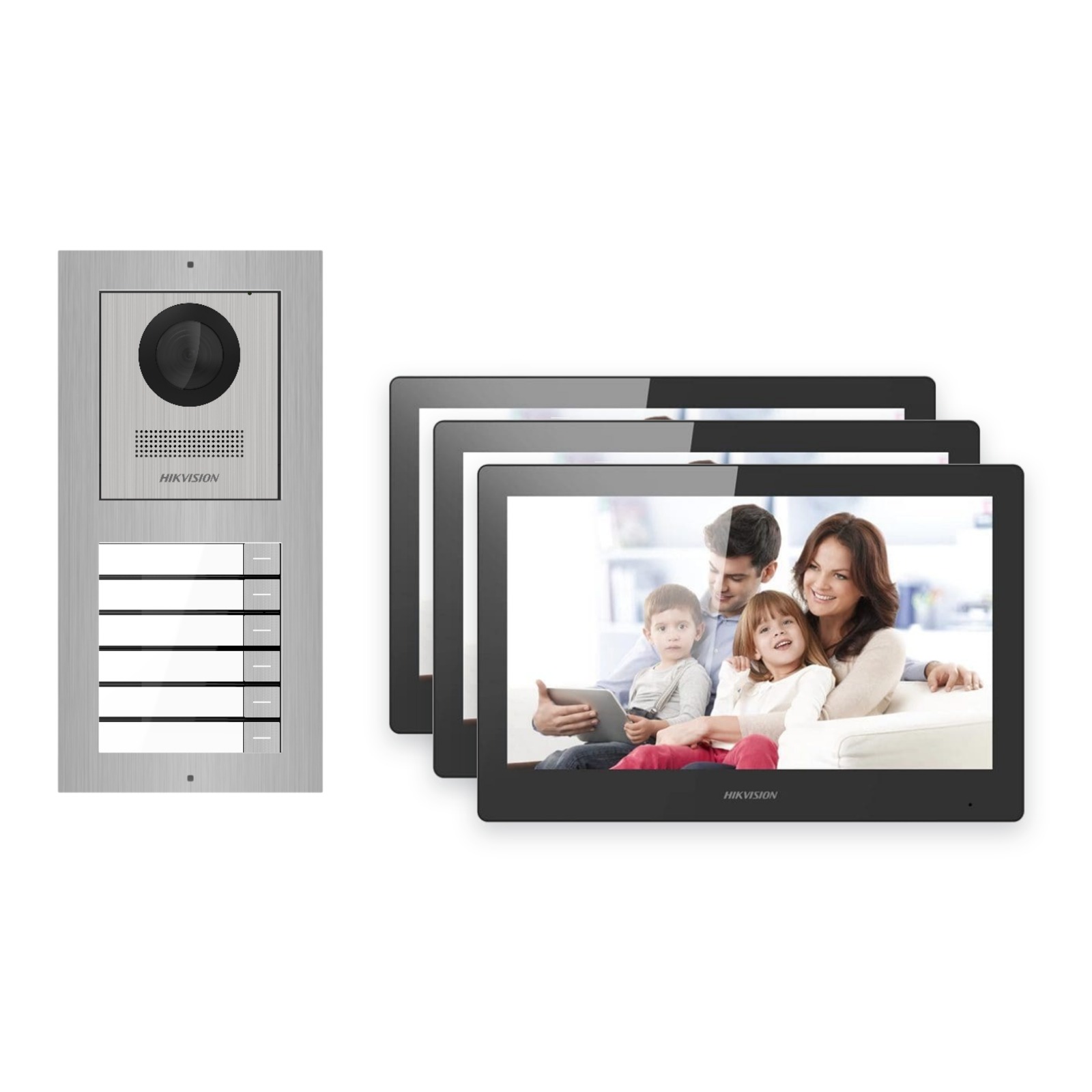 Hikvision PoE Video-Türsprechanlage 3-Familienhaus – Komplett-Set Edelstahl, DS-KH8520-WTE1, Aufputz Hikvision PoE Video-Türsprechanlage 3-Familienhaus – Komplett-Set Edelstahl, DS-KH8520-WTE1, Aufputz – Türstation und Innenstation